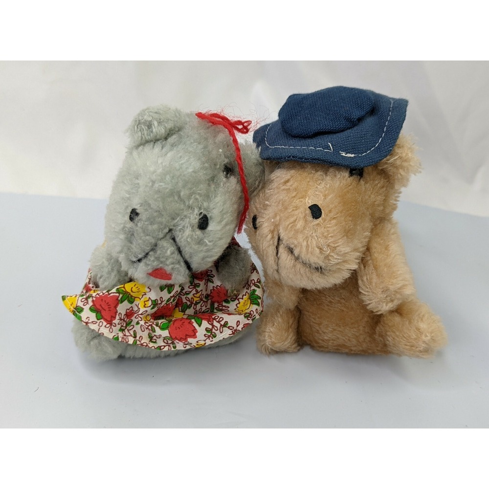Russ Hippo Plush 4 Inch Nutshells Gray Tan 1977 Stuffed‎ Animal Toy